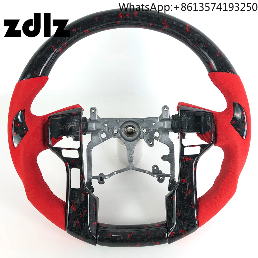 

For Toyota Prado Tacoma 2011 2012 2013 2014 2015 Customized Red Suede Leather Forged Carbon Fiber Steering Wheel