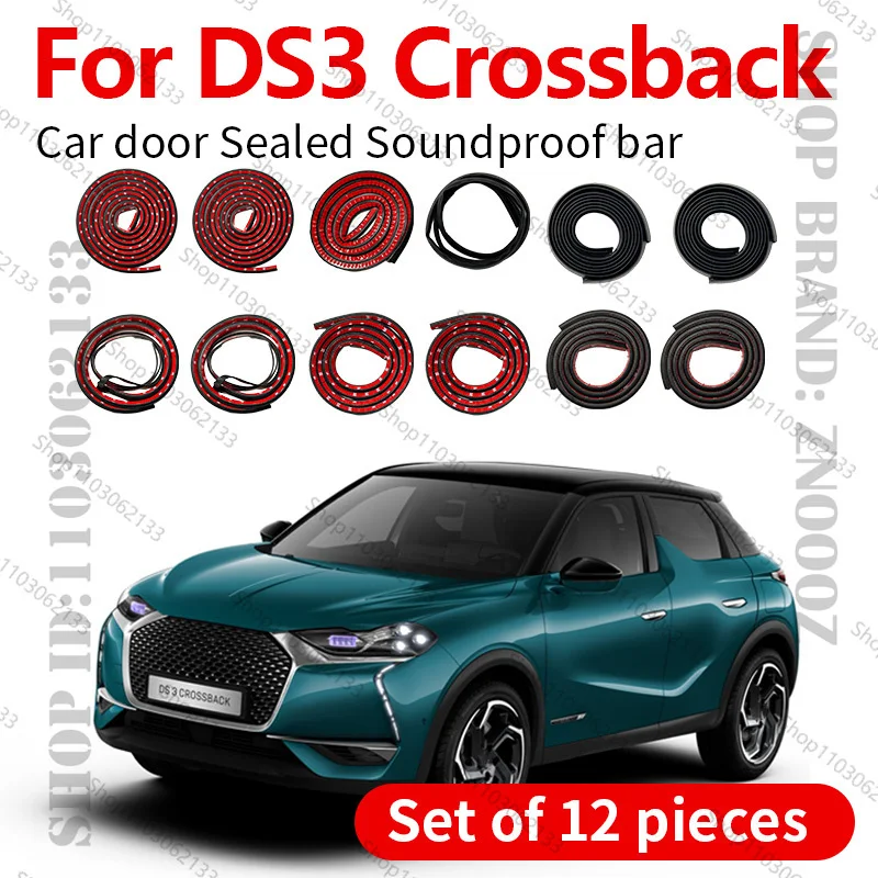 Para 2019-2025 DS3 Crossback CMP tira de sellado de puerta de coche Protector de sellado de doble capa de goma tira de sellado insonorizada a prueba de polvo 12 Uds