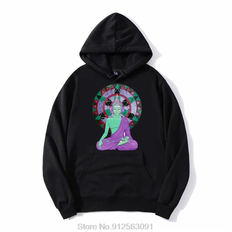 Trance Buddha White Pullover Hoodie Fashion Yoga Personality Print Unisex Hoody Harajuku Oversize Streetwear zip up Jacket