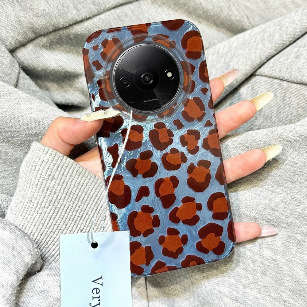 Funda de teléfono para niñas de leopardo azul para Xiaomi Redmi 15C 14C 13C Note 15 14 13 12 11 10 9 8 Pro A3 A2 A1 Funda para mujeres Coque