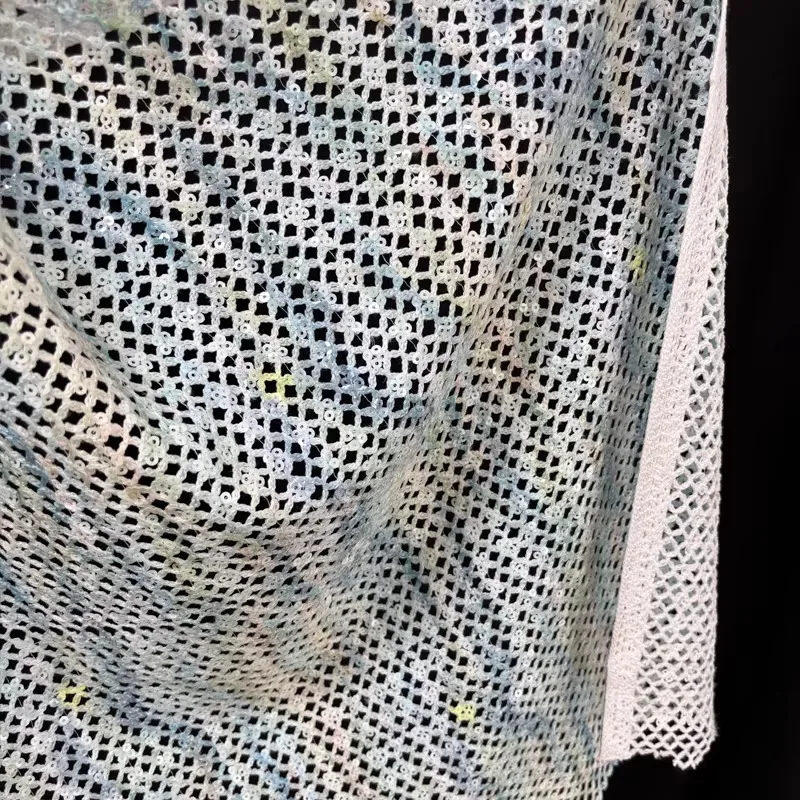

1 ярд цветной трикотажной сетчатой ткани с пайетками и стразами для пошива платьев и дизайнерской одежды