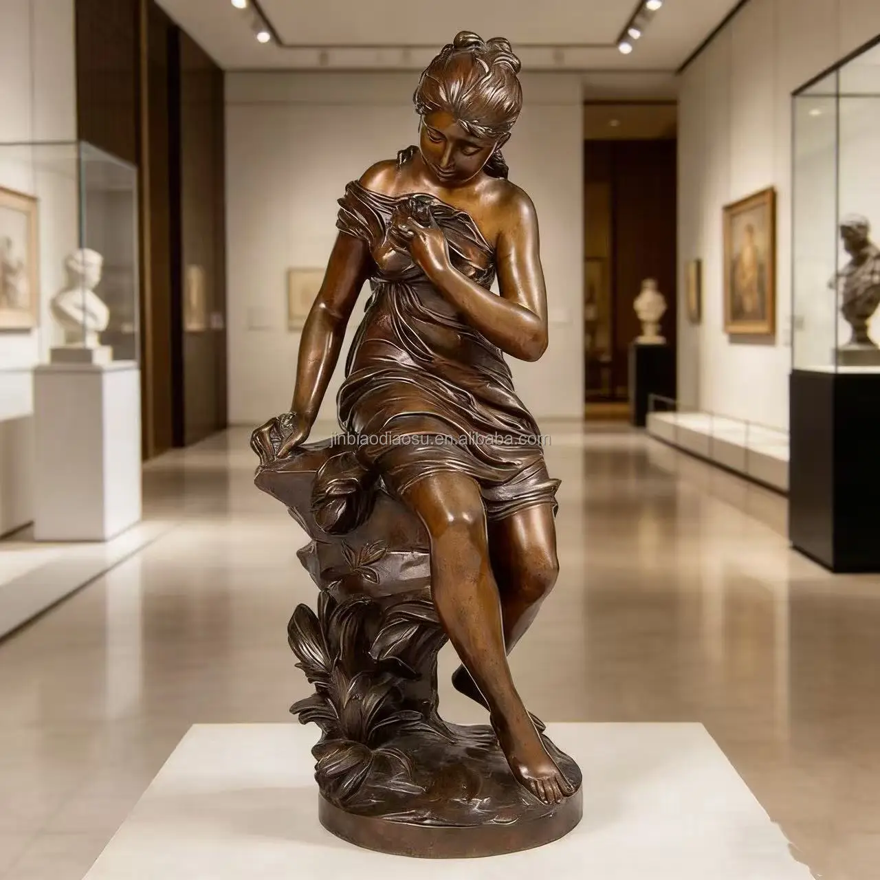 Outdoor Bronze Maiden Sculpture Life Size Casting Statue