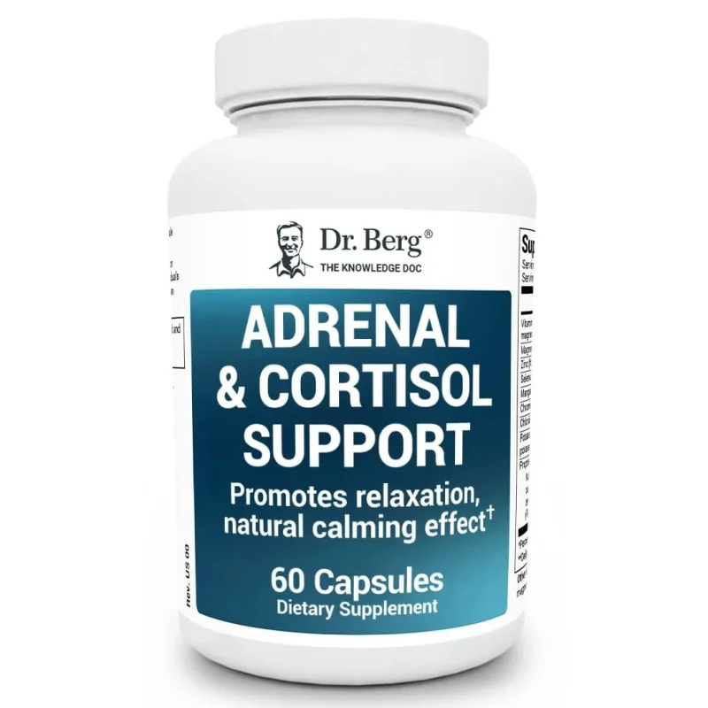 Dr. Berg Cortisol Support - Promotes Relaxation, Natural Calm 8 Essential Vitamins & Minerals 6 Potent Herbs 60 Capsules