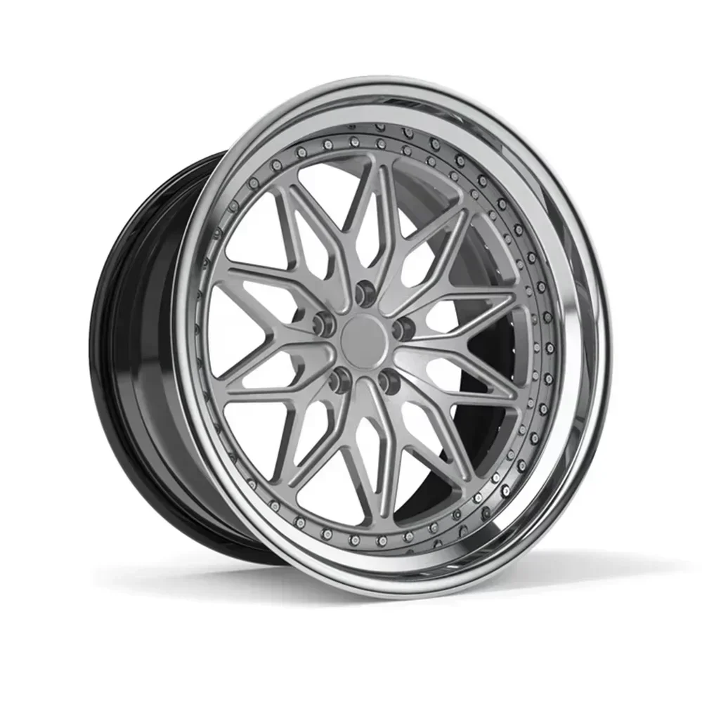 Manufacturer Custom Silver 3 Piece Forged Passenger Car Wheels 5x112 5x114.3 5x120 18 19 inch Aluminium Alloy Wheels Hub