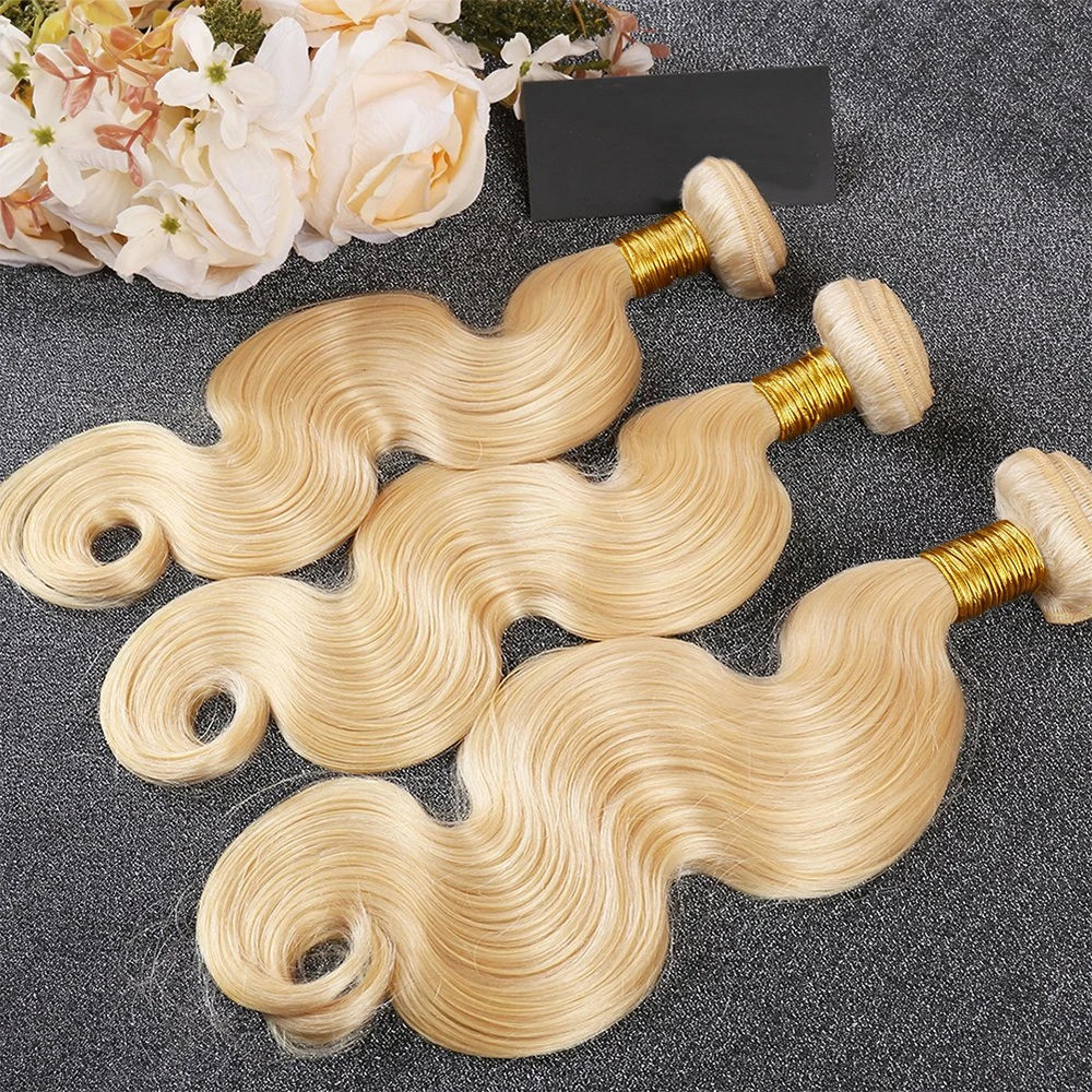 Extensions de cheveux humains Remy brésiliens, texture ondulée, blond 613, grade 12A, double trame, pointes pleines, texture douce, 8-32 pouces, plusieurs pièces, blond miel tendance pour coiffure