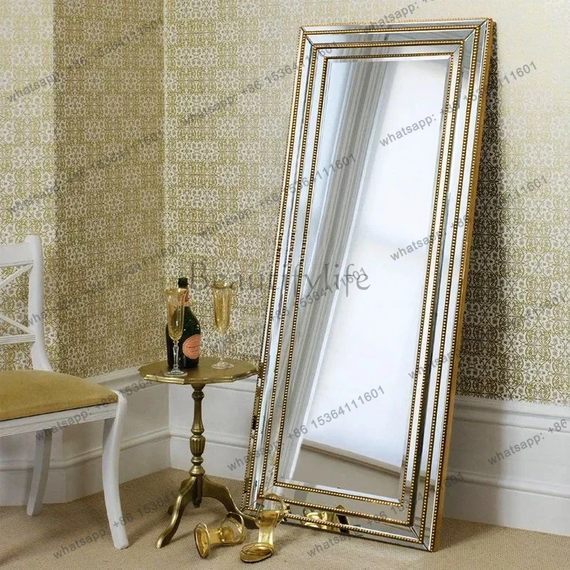 American full-body mirror custom neoclassical full-length mirror retro floor clothing store bedroom home fitting mirror