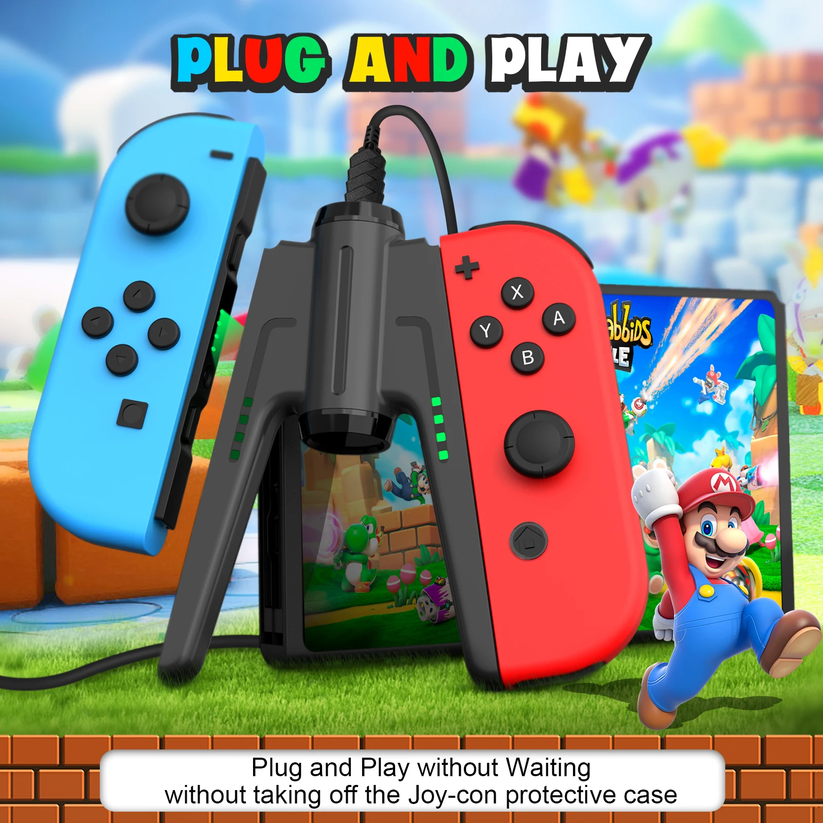 Iine joypad carregamento aperto ponte em forma doca de carregamento compatível nintendo switch/interruptor oled joycon