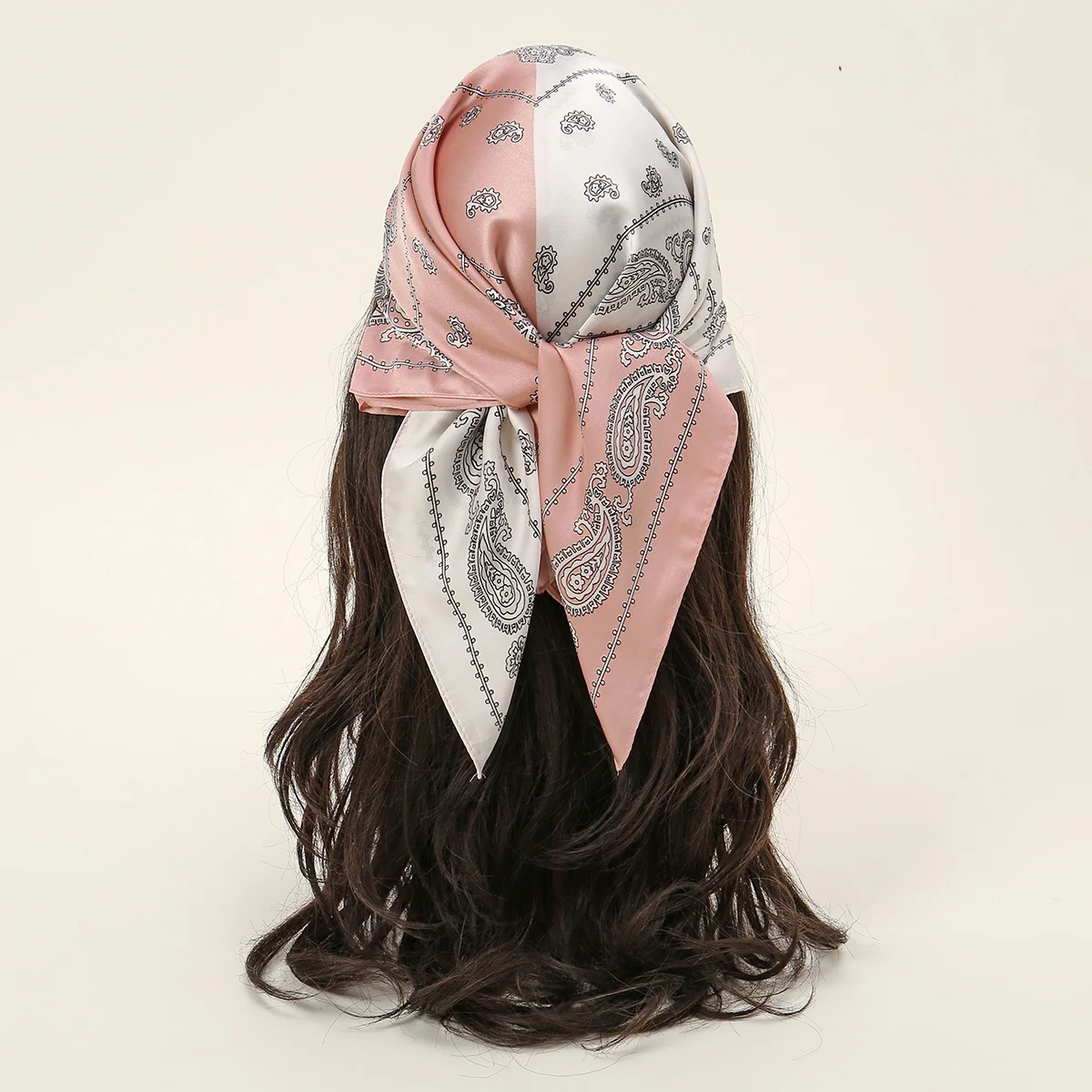 New Women Printed Scarf Silk Feeling Hair Neck Square Brand Bandanna Muffler Waiter Flight Attendants Handkerchief Rings Wrap