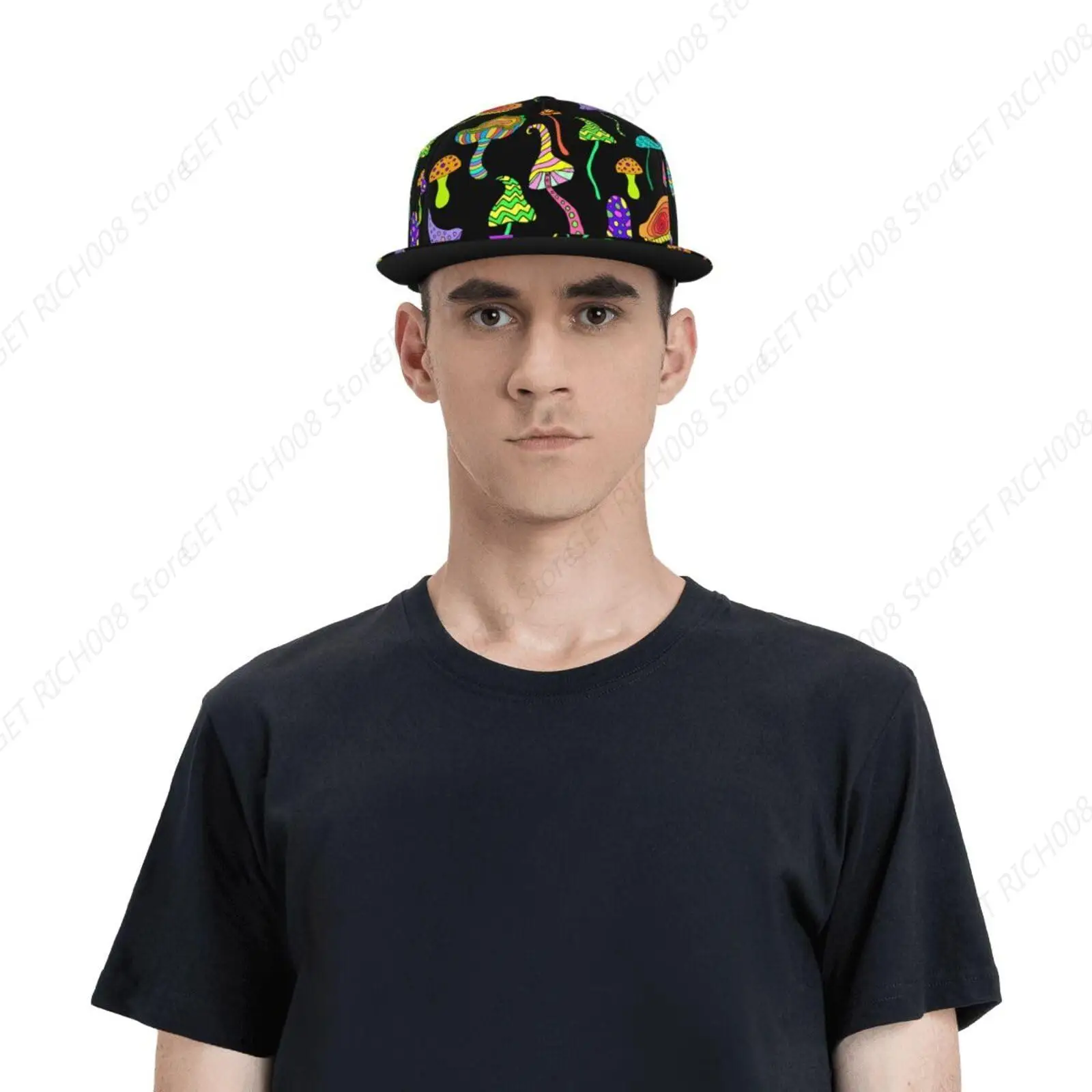 Mujeres hombres niño niña moda ajustable 3d impreso gorra de béisbol plana Cool Hip Hop baile Snapback sombrero para Trippy Mushroom