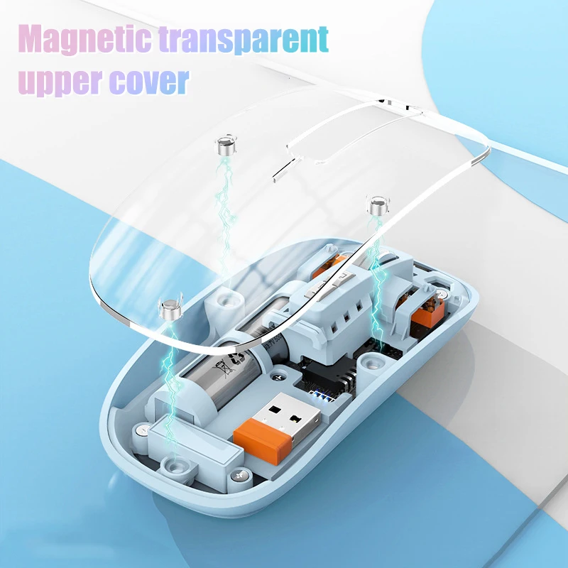 M233Transparent Magnetic Mouse Triple Mode 2.4G Bluetooth Compatible Wireless Rechargeable Suitable For PC Games And Offic