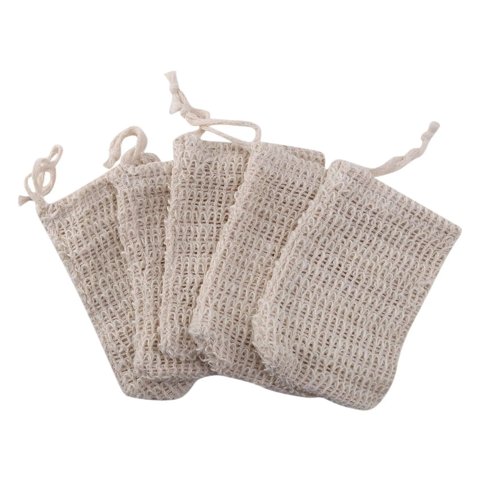 ABJI-120 Pack Natural Sisal Soap Bag Exfoliating Soap Saver Pouch Holder