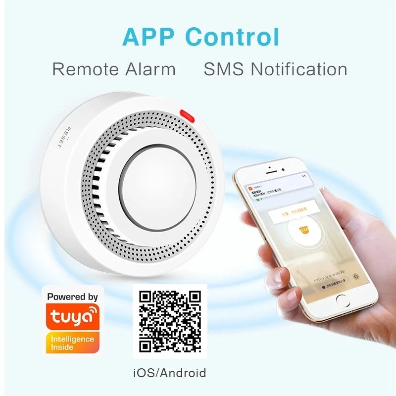2.4G WiFi Smoke Detector Sensor Fire Alarm Works With Tuya Smart Life APP Information Push Smart Home Security System