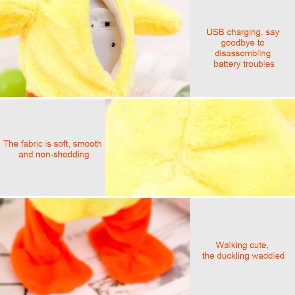138 pato parlante con música, juguete eléctrico multifuncional para caminar, pato de peluche suave, cómodo pato que canta, juguete para bebé, juguetes para bebé