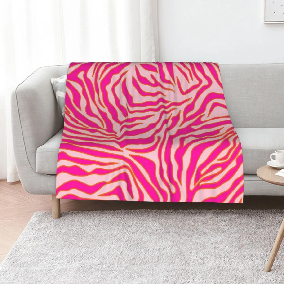 

Zebra Print Pink And Orange Zebra Stripes Wild Animal Print Preppy Decor Modern Zebra Pattern Throw Blanket
