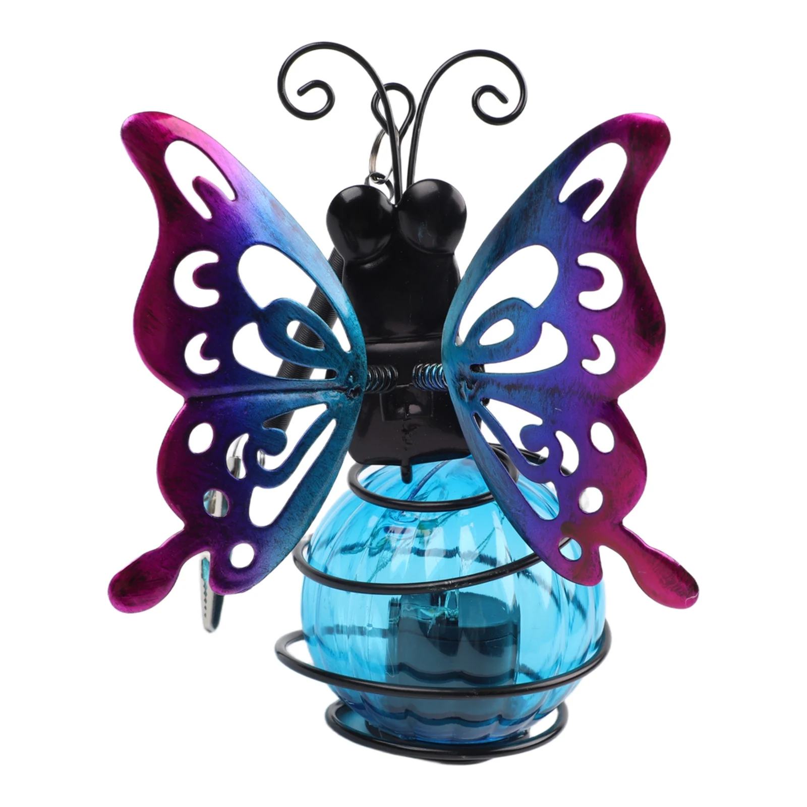 Waterproof Butterfly Solar Lanterns for Outdoor Use 13.5cm Iron Hanging Light with Fluttering Spring Motion Effect