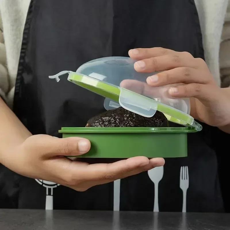 Caja de almacenamiento de alimentos para cocina, contenedor de ahorro de espacio para aguacate, organizador de verduras, contenedores de plástico