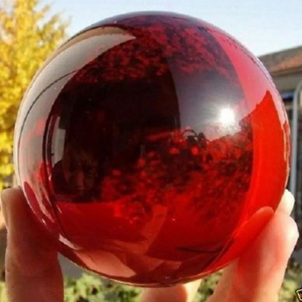 200mm big glass ball Asian Rare Natural Red K9 Crystal Ball Healing Magic Sphere Stone Decor fengshui ball home accessories