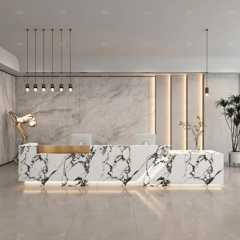 Elegant Luxury Reception Desk Office Coffee Market Counter Table Reception Desk Hairdressing Comptoir Caisse Corner Furniture