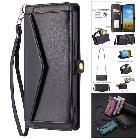 Fashion Flip Leather Phone Case For XiaoMi 13T 12T 11T 10T 14 13 12 Poco X6 X5 X3 F6 F5 F4 F3 M6 Pro Crossbody Wallet Card Cover