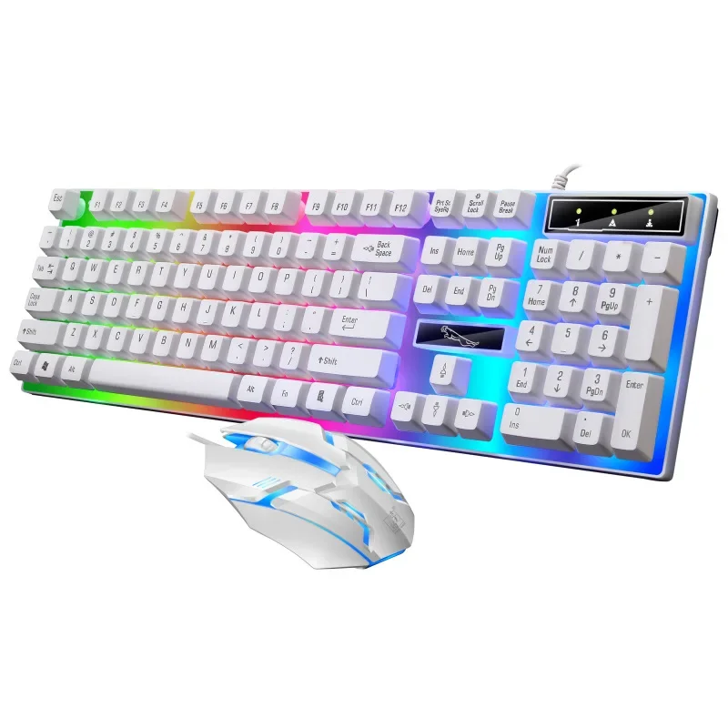 

Gamer Keyboard And Mouse Combo Set RGB LED 104-Key Wired Gaming Keyboard Mouse Set for Notebook Laptop Desktop PC Tablet