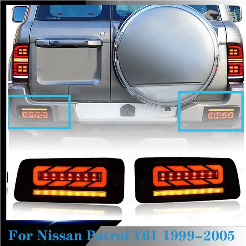 

2PCs LED Car Rear Bumper Reflector Light For Nissan Patrol Y61 1999-2005 Rear DRL Brake Lights Stop Lamp Accessories