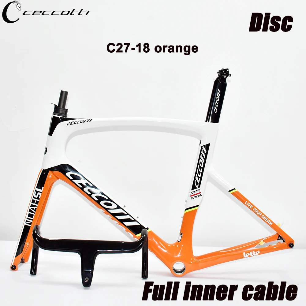 

T1000 Carbon Fiber Bicycle Frameset Full Inner Cable Road Bike Frame Disc Brake