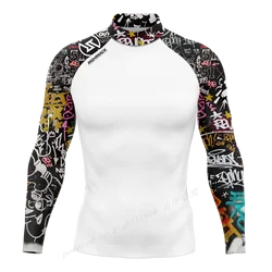 Hot Heren Surfshirt Zonsondergang Camo Lycra Rashguard Rechtsbaan Voor Surf Sportkleding Strand Uv Badkleding Upf50 + Kleding