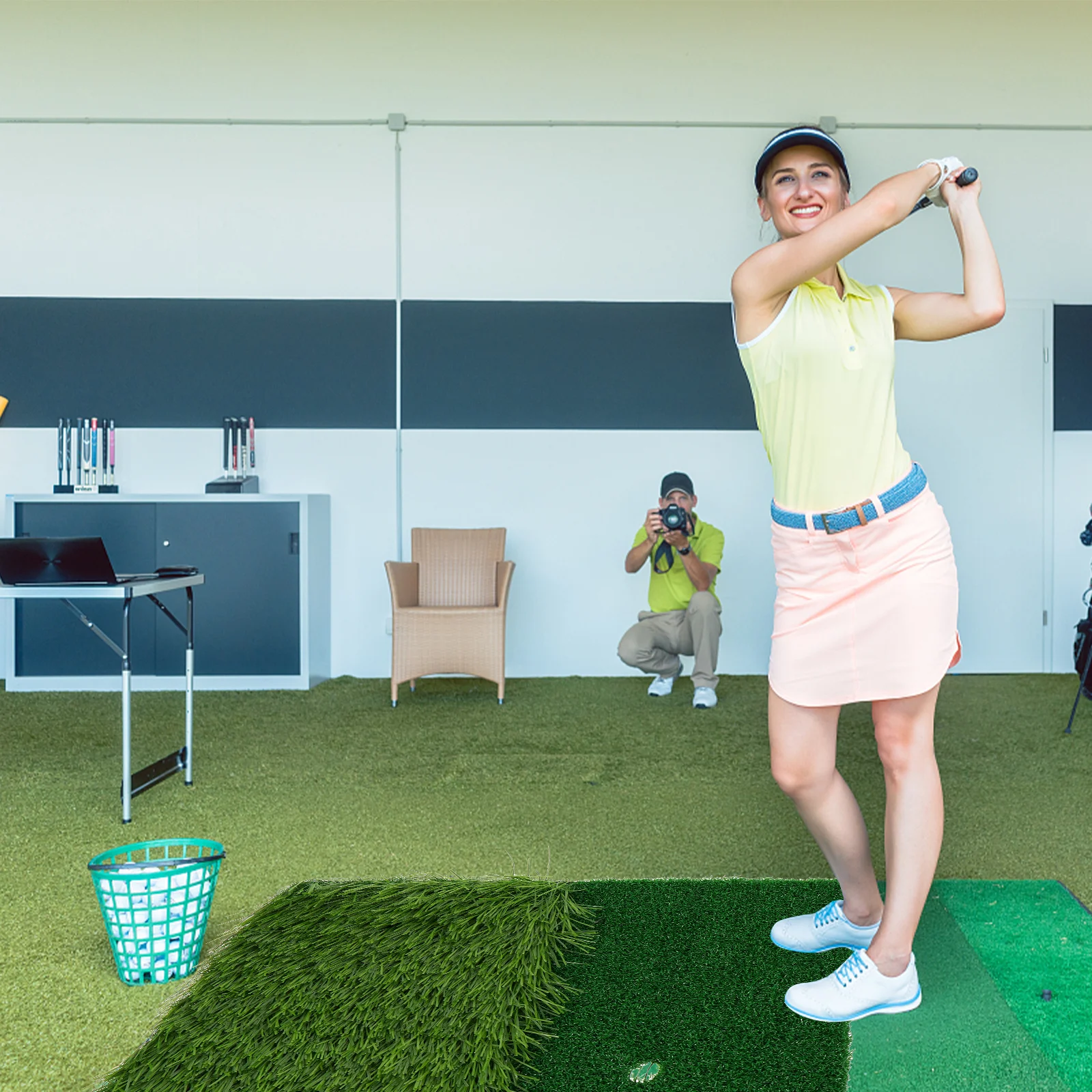 

Тренировочный коврик True Turf для гольфа толщиной 20 мм, нескользящая подушка для ударов в помещении и на открытом воздухе для дома, тренировочное оборудование для вождения, портативное