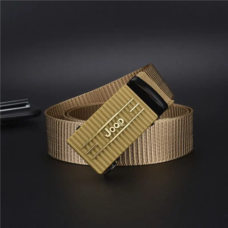 New Belt Men\'s Canvas Nylon Toothless Automatic Buckle Simple Belt Generous and Versatile