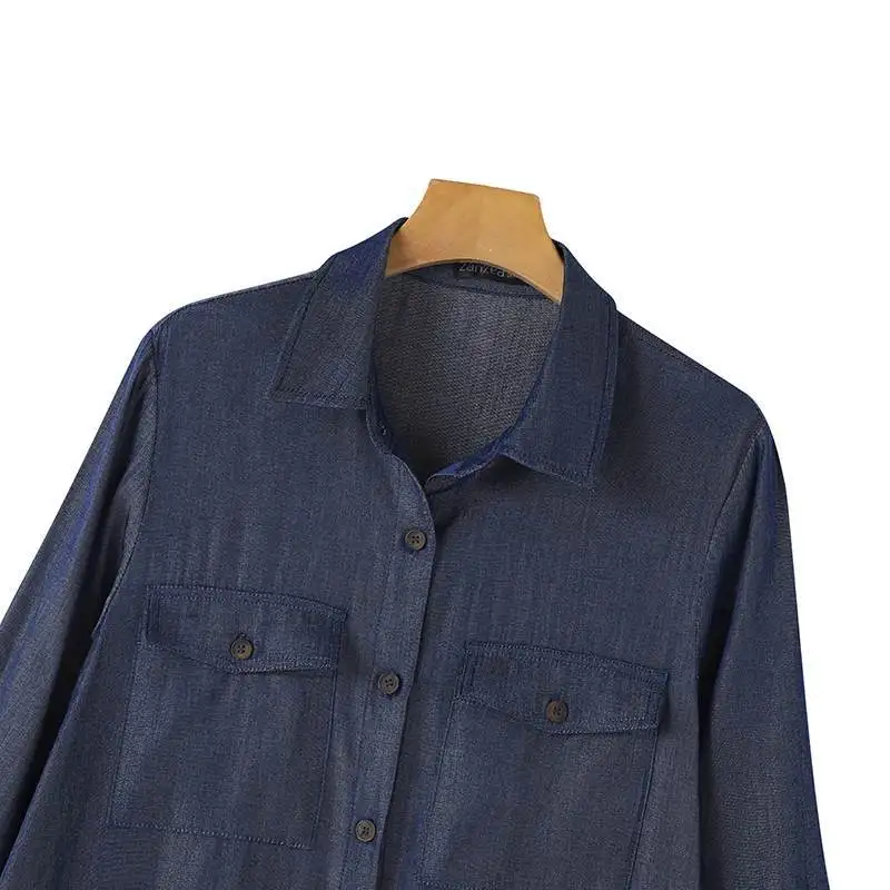 Loose Denim Oversize Shirt Dress Women Spring Autumn Casual Women Long Sleeve Long Dresses Vestidos Women\'s Clothing