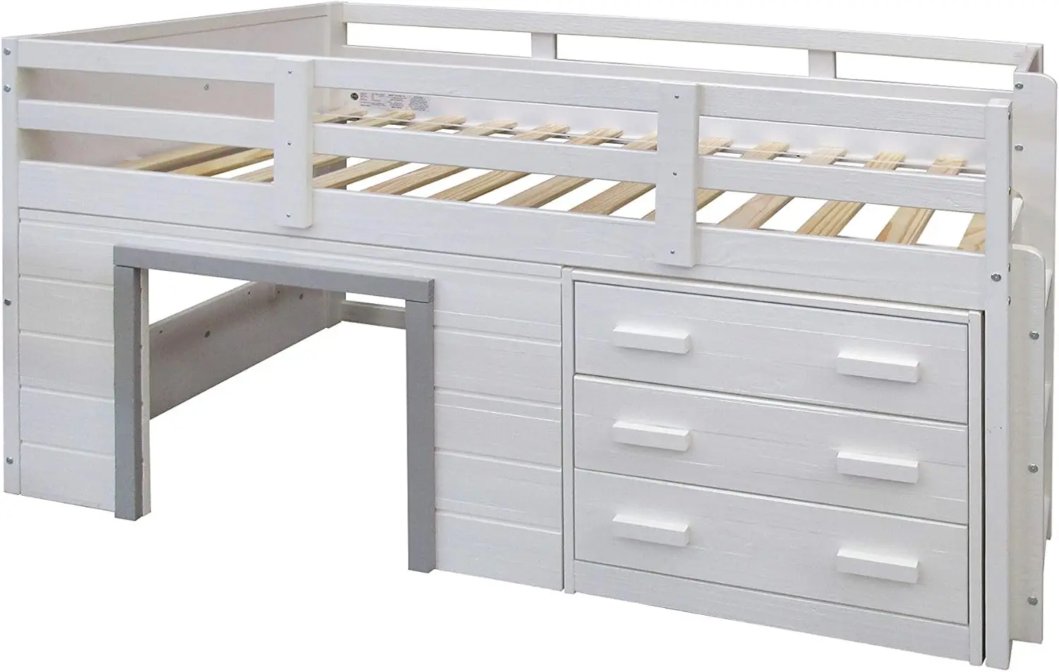 

Sweet Dreams Distressed Twin Low Loft Bed In White And Grey Finish