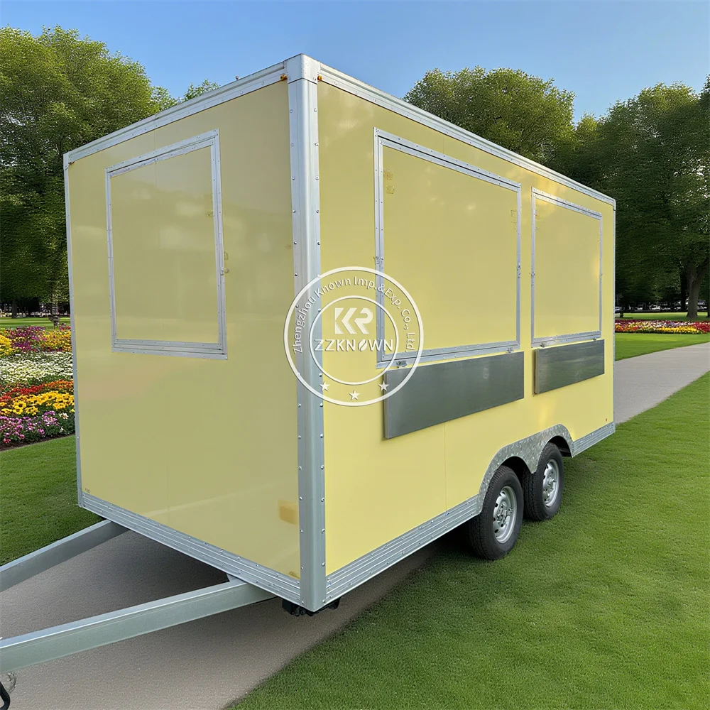 Carrello per gelato mobile personalizzato Rimorchio per fast food Rimorchio per camion per alimenti concessione mobile completamente attrezzato con cucina completa