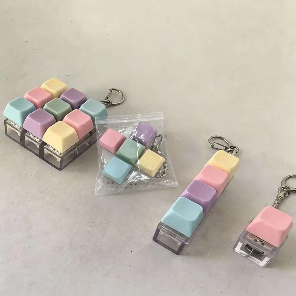 New Upgrade 1/4/5/9 Button Keyboard Fidget Clicker Mechanical Keyboard Fidget Keychain For Gifts To Pass The Boring Time