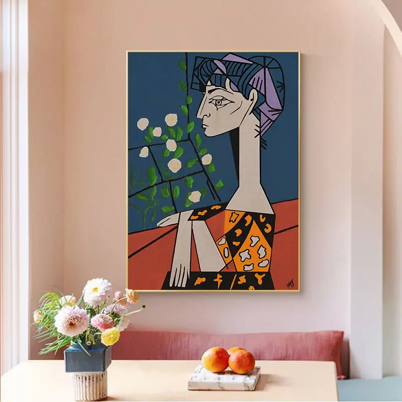 Picasso Jacqueline And Flowers Classic Vintage Posters Wall Art Retro Posters For Home Stickers Wall Painting