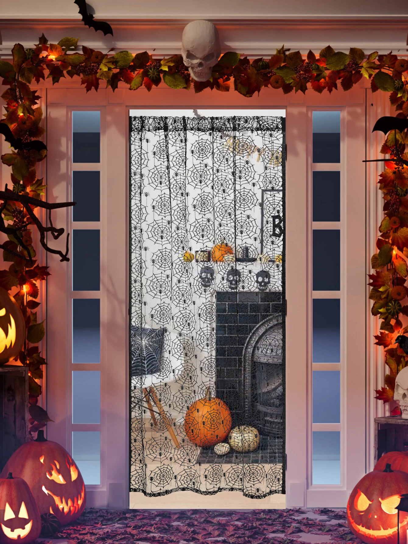 Halloween Spider Door Curtain Living Room Bedroom Holiday Decoration