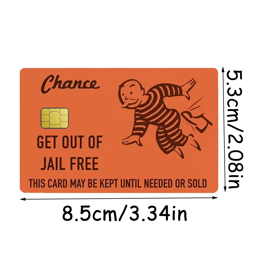 2Pcs Get Out of Jail Free Card Sticker Skin Waterproof Anti-Wrinkling Removable Bank Credit Card Sticker for Debit Credit