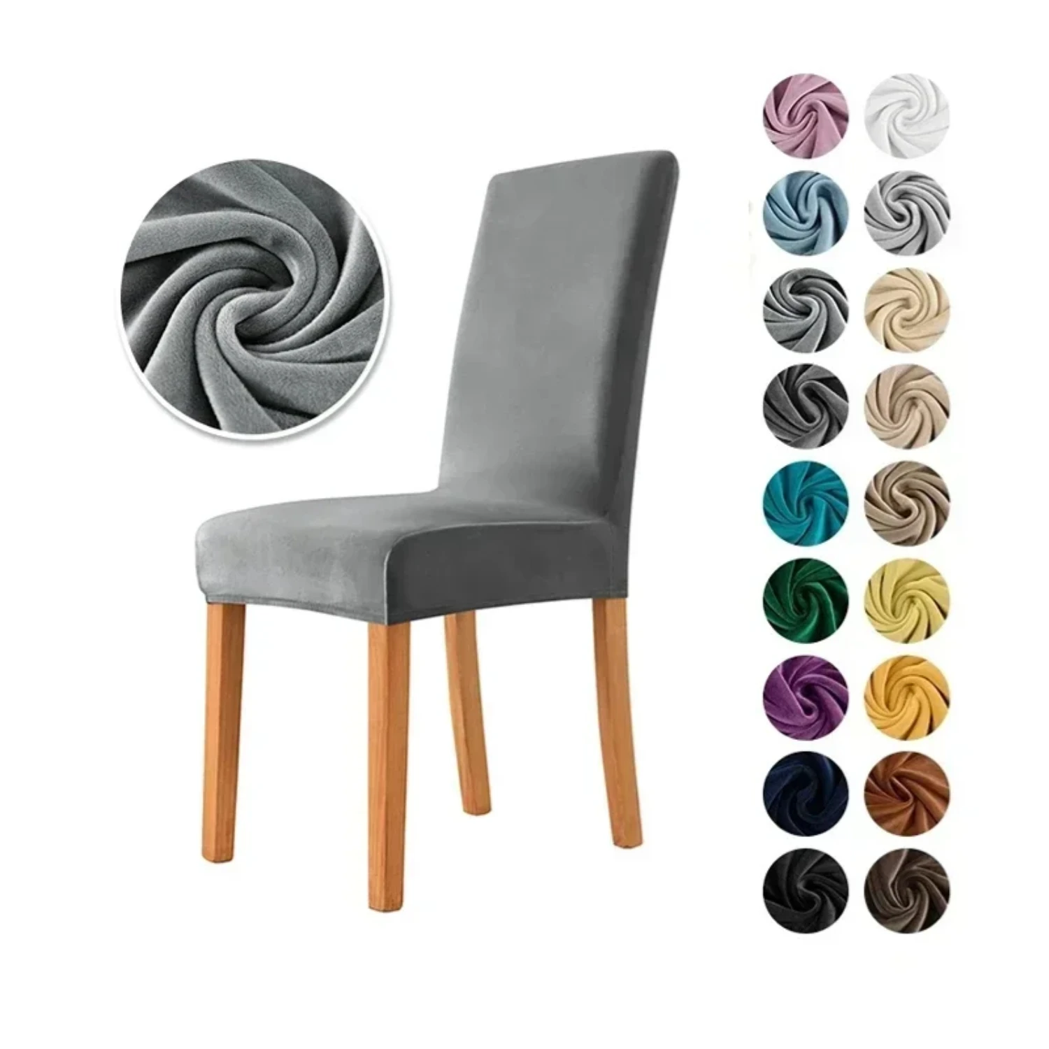 1/2/4/6PCS Velvet Chair Cover Super Soft Elastic Dining Chair Slipcover Seat Cases  Kitchen Dining Room Wedding Banquet Solid