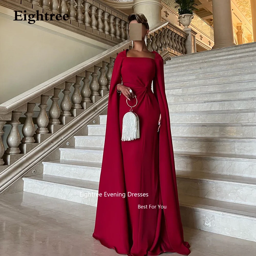 

Eightree Burgundy Evening Dresses Mermaid Satin Strapless Long Formal Occasion Dresses Abendkleider Dubai Vestidos De Noche