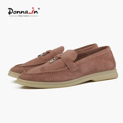 Donna-in Suede Loafers Luxury Quality Women Shoes Comfort Slip-On Elegant Female Shoes Casual Flats Large Size 42 Tassel Buckle