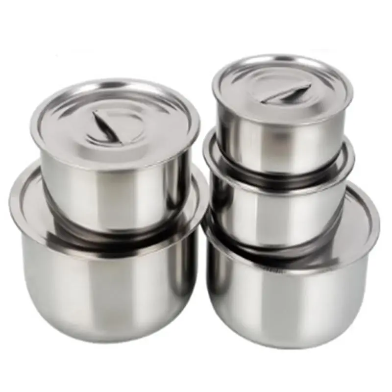 

3/5pcs Stainless Steel Soup Pot Stock Pot Set With Lid Household Kitchenware Thickening Cooking Stew Tools Fresh-keeping Box