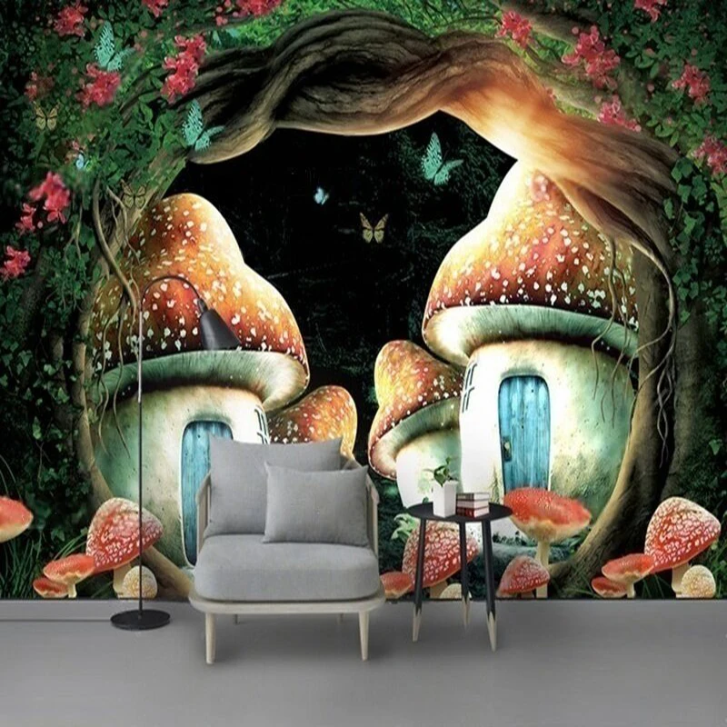 Beautiful and creative new modern rattan tree mushroom abstract house TV Luxurious home decoration bedroom background wall