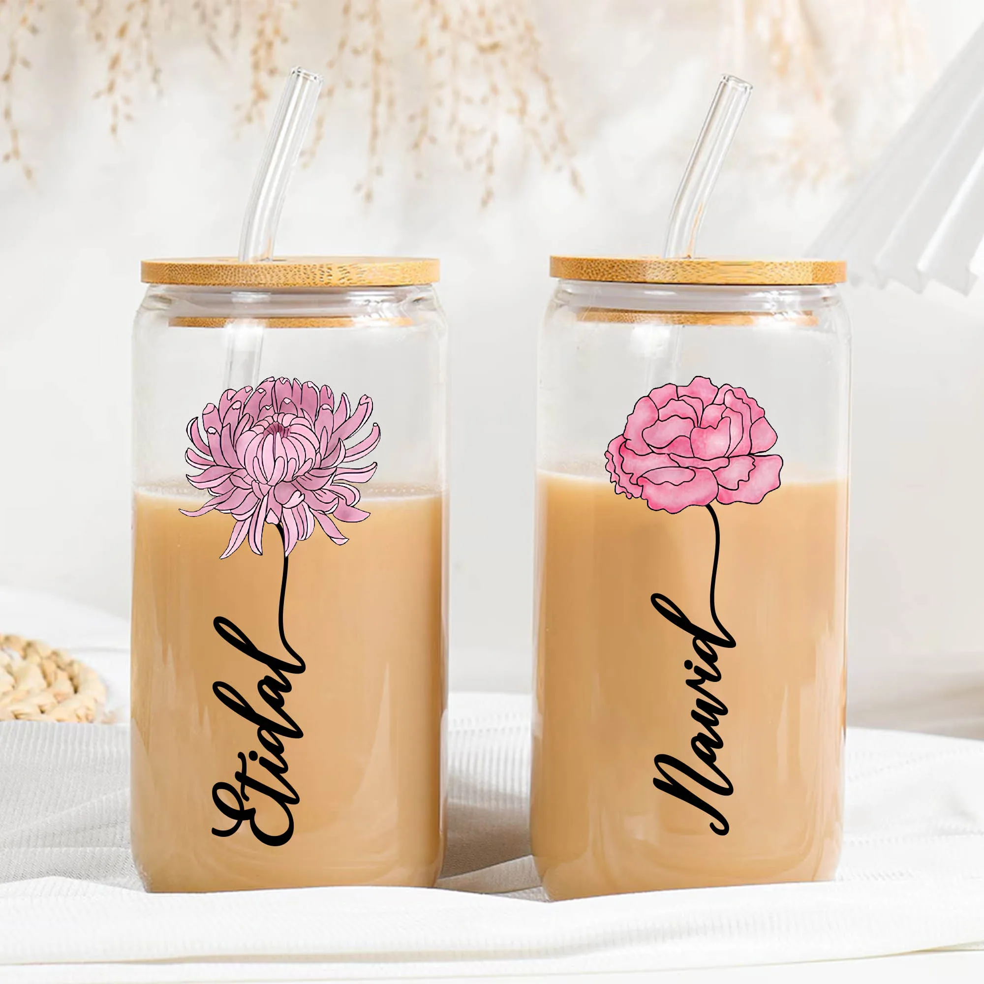 

Personalized Birth Flower Coffee Cup With Name, Birth Flower Tumbler, Bridesmaid Proposal, Gifts For Her, Birthday Party Favor