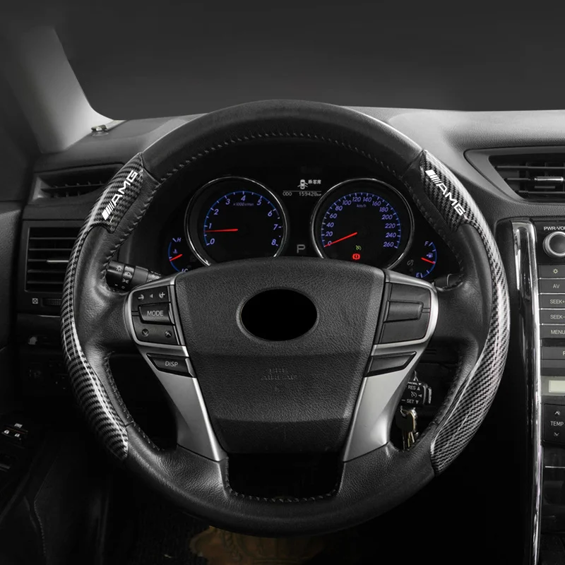 

Non-Slip Carbon Fiber Car Steering Cover Wheel Booster Cover For Mercedes Benz AMG W177 W176 X166 X167 C257 C218 X253 C118 C117