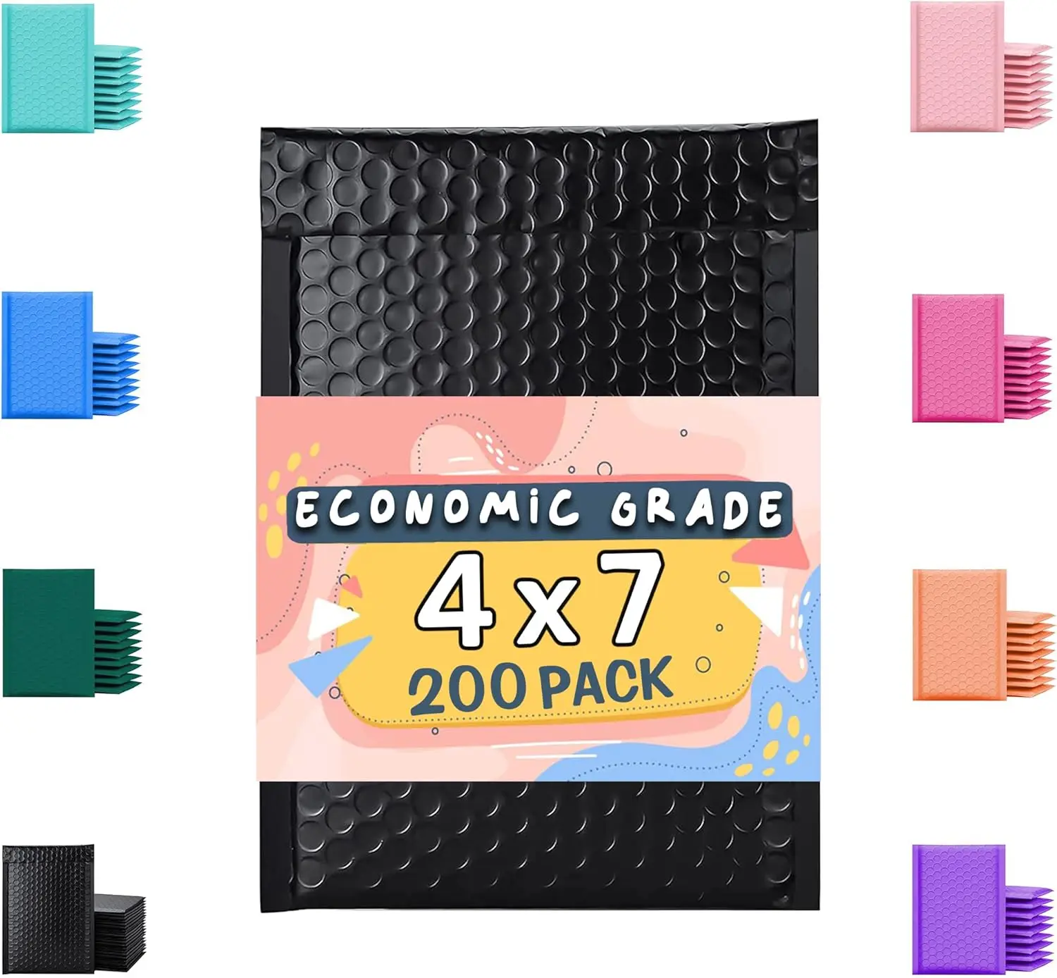 

Bubble Mailers 4x8 200 Pack Black Waterproof Self Seal Adhesive Shipping Bags, Cushioning Padded Envelopes for Mailing