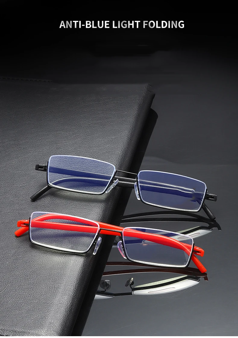 Metall Anti-Blau Licht Lesebrille Männer Halb Rahmen Brillen Männliche Brillen Mit Fall + 1,0 1,5 2,0 2,5 3,0 3,5 4,0 – Detail 1