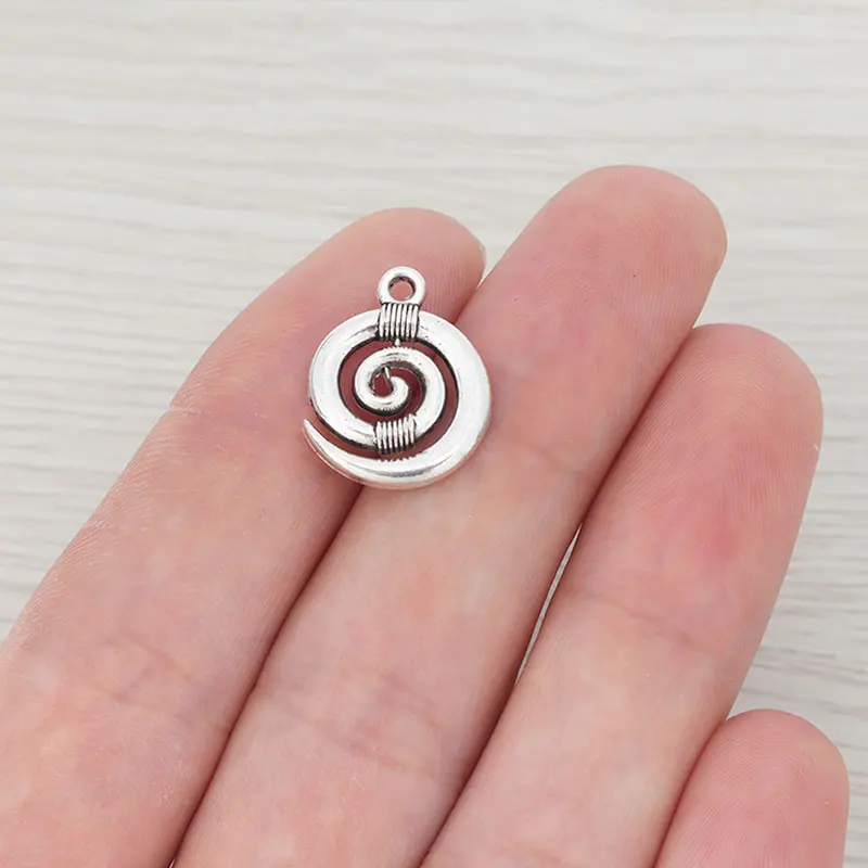 30 x Tibetan Silver Vortex Swirl Spiral Charms Pendants for DIY Necklace Bracelet Jewelry Making Findings Accessories 19x15mm