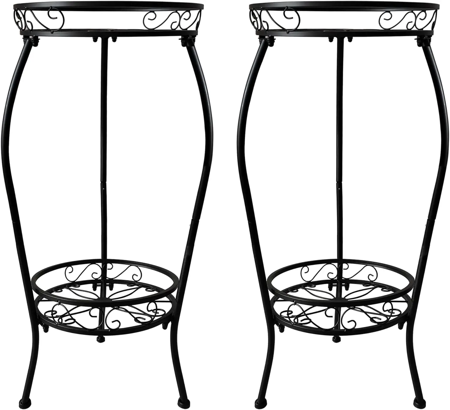 

Metal Plant Stand 2 Tier Indoor Outdoor, 2 Pack Tall Flower Pot Shelf Rustproof Stable Heavy Duty Corner Stand, 28 inch