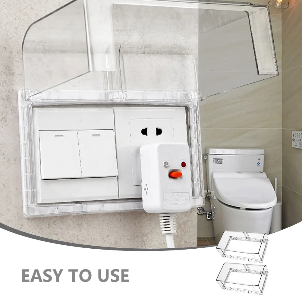 2pcs Waterproof Socket Wall Outlet Covers Self-Adhesive Plug Protectors Bathroom Electric Receptacle Covers Sturdy Plastic