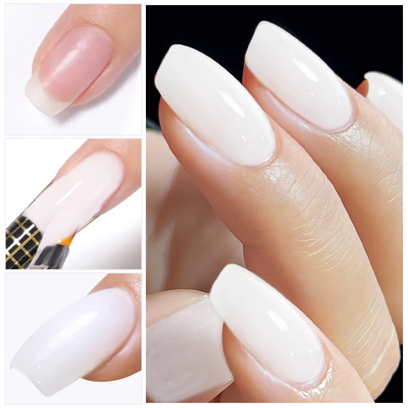AWStorG 3 unids/set 100g Gel de uñas de construcción Kit de Gel de extensión de uñas cremoso blanco lechoso Gel duro construido barniz UV semipermanente