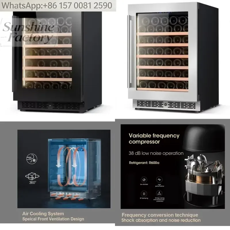 Wholesale 130L 48 Bottles Wine Cabinet Compressor Electric Wine Bottle Chiller French Built-in for Household Outdoor